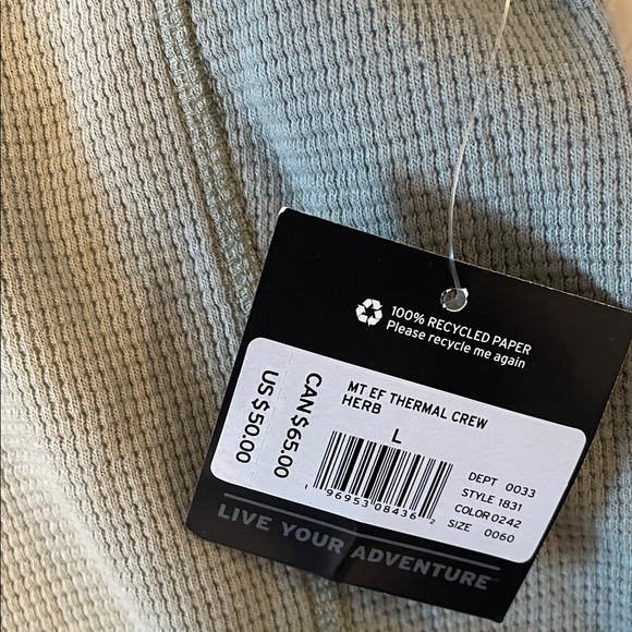 Eddie Bauer Men's thermal crew. Color 0242 herb.  NWT - Picture 3 of 5